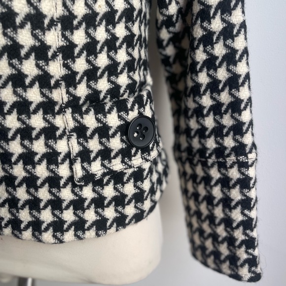 Magaschoni Wool Y2k Houndstooth Black & White Blazer Jacket Buttons Lined Small - Picture 3 of 10